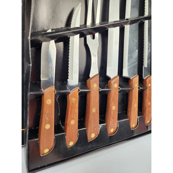 Golden Cutlery 6pc Vtg Carving Set New in Box Bread Chef Steak & Paring Knives - Picture 3 of 7